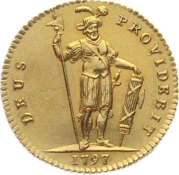 Preview: Bern Duplone 1797 – Krieger | historische Goldmünze